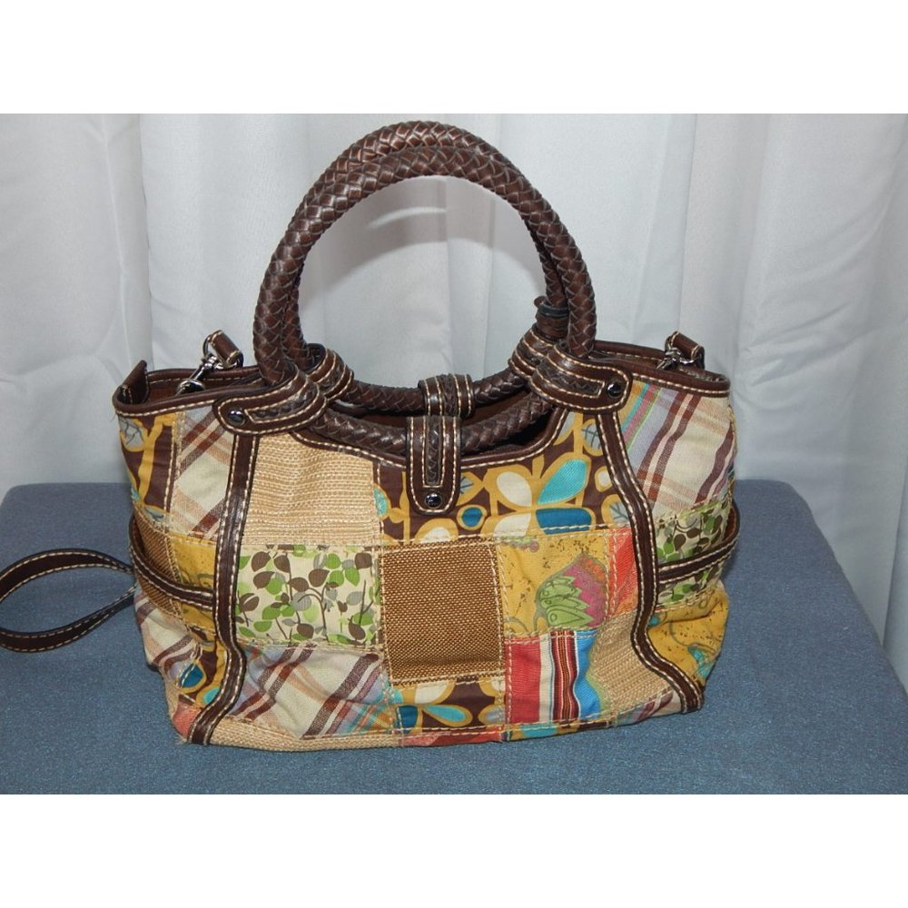 Fossil Multicolor Floral Patchwork Boho Satchel P… - image 2